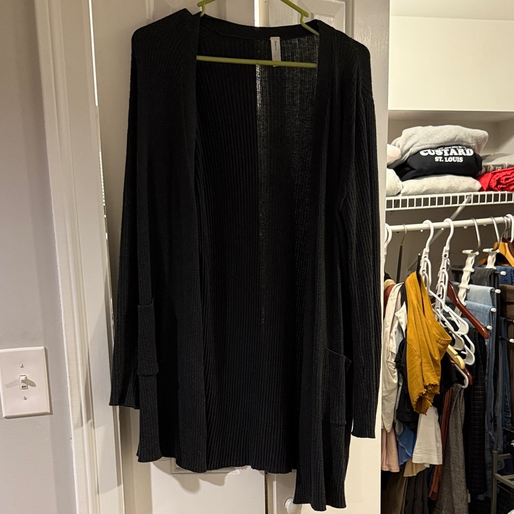 GAP Women's Charcoal Grey Open-Front Cardigan